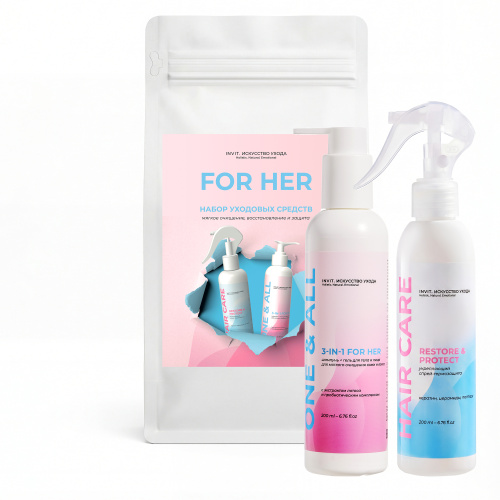 Фото Набор для лица, тела и волос: гель-шампунь 3-в-1 и спрей-термозащита, 200 мл + 200 мл