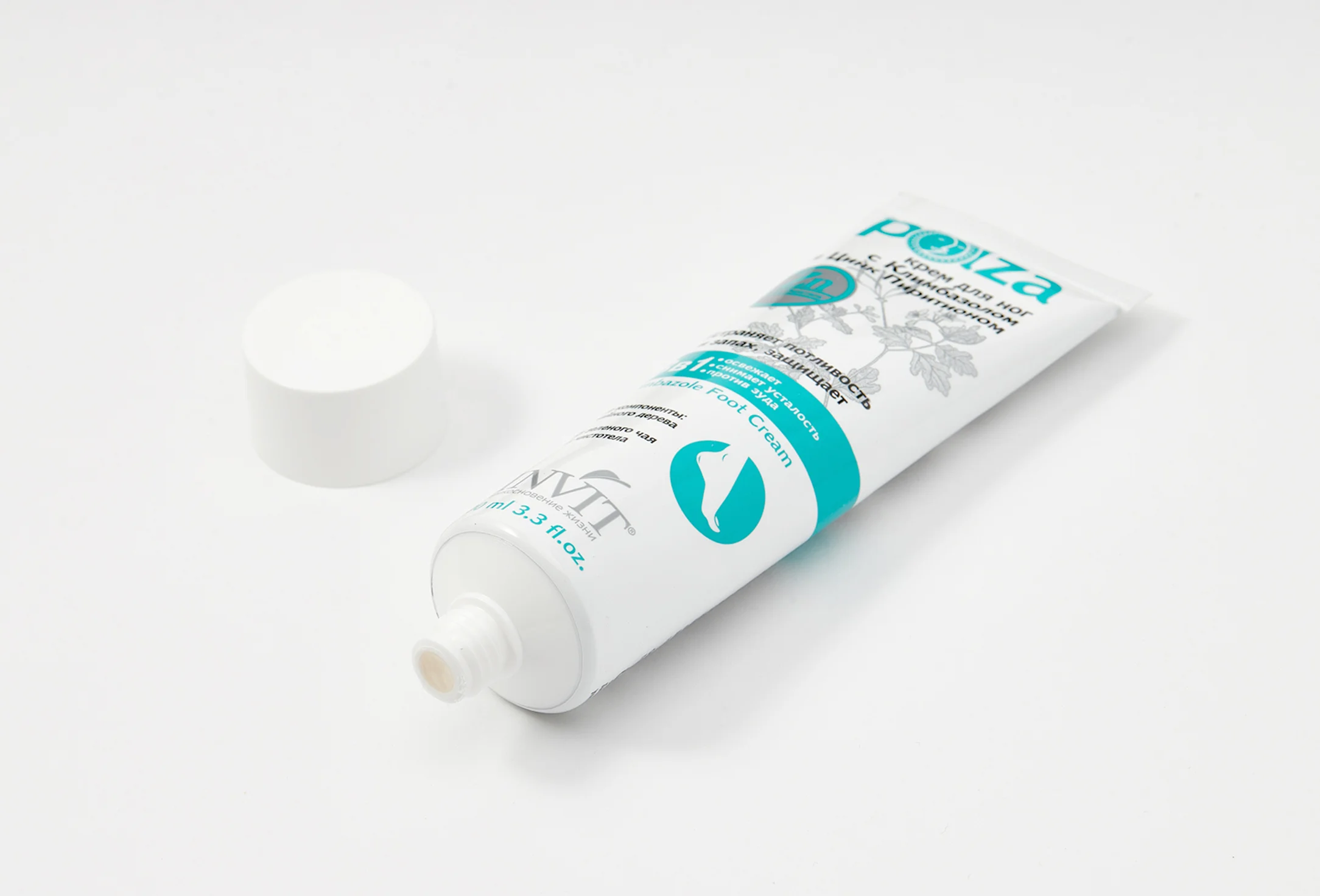 Фото Гигиенический крем для ног против грибка и неприятного запаха с климбазолом и цинк пиритионом Польза, 100 мл