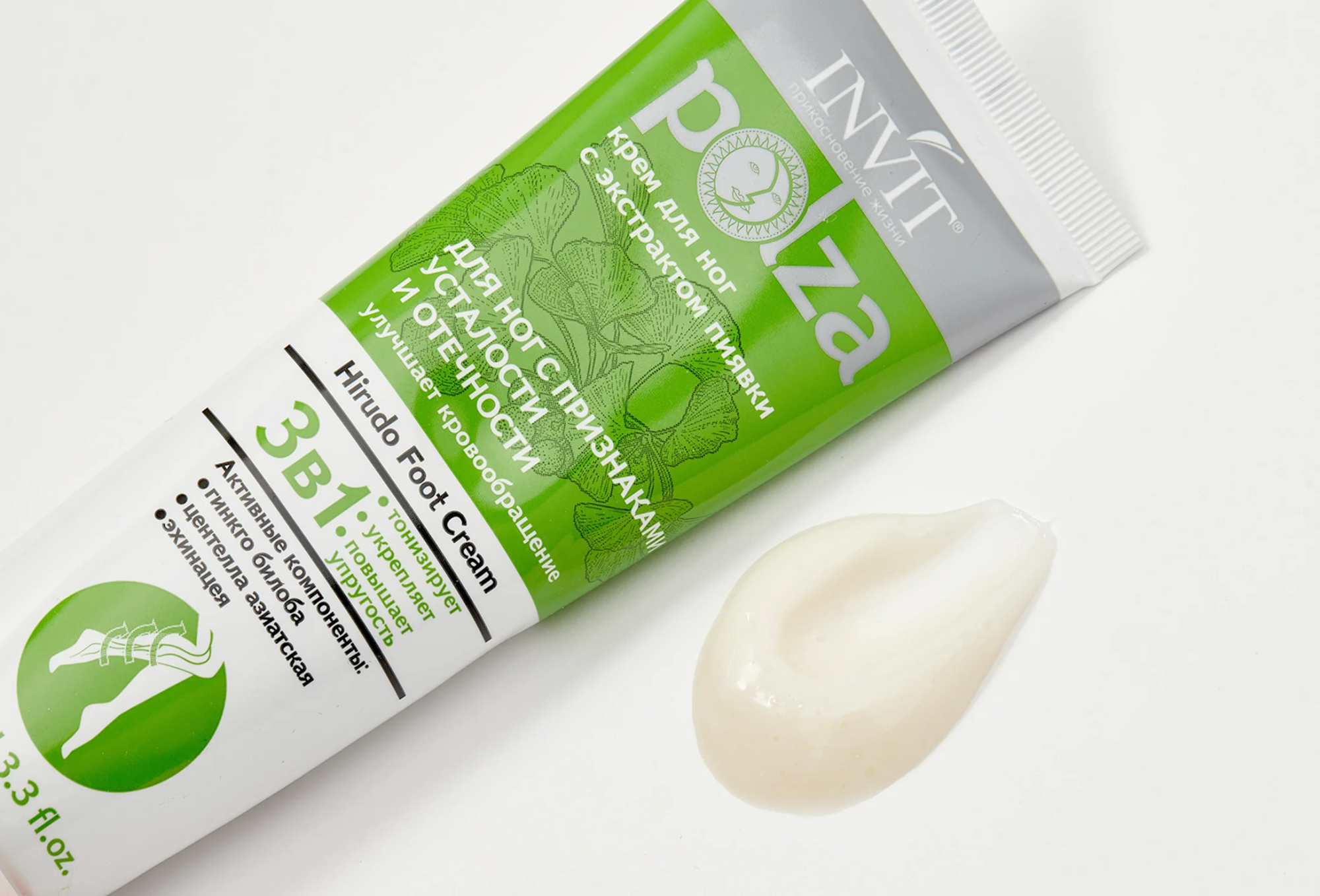 Фото Крем для ног с признаками отечности и усталости с Экстрактом пиявки Польза, 100 мл